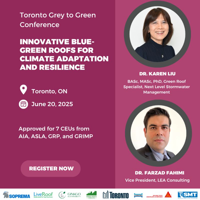 Dr. Farzad Fahimi and Dr. Karen Liu presentation poster for Grey to Green 2025Conference